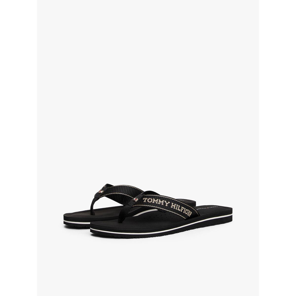 TOMMY HILFIGER - Sandalias negro con logo en jacquard y suela dentada Tommy Hilfiger