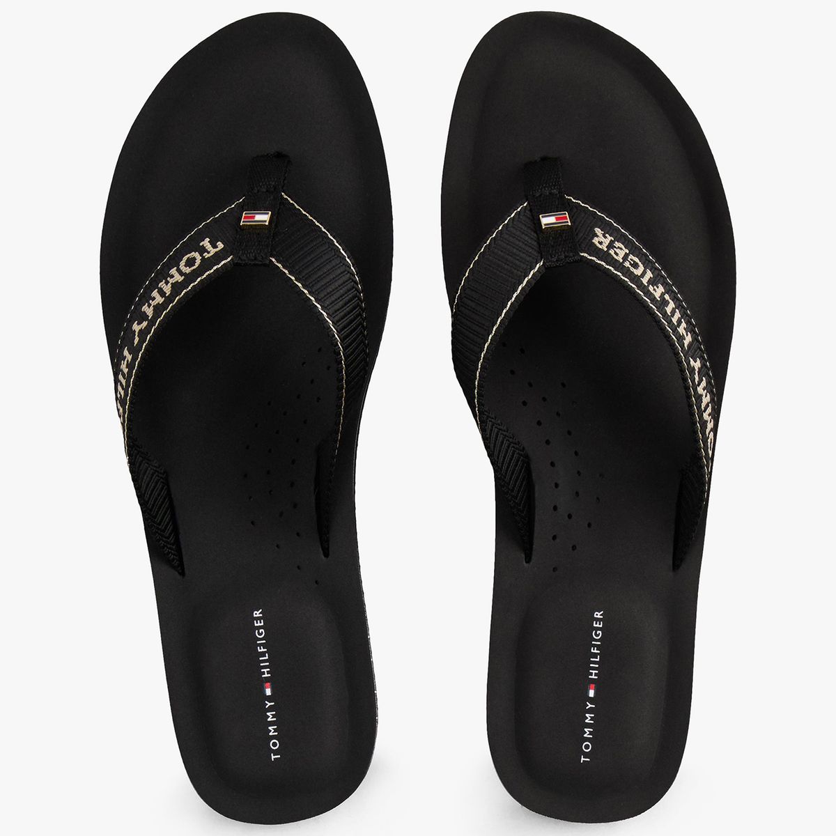 TOMMY HILFIGER - Sandalias negro con logo en jacquard y suela dentada Tommy Hilfiger