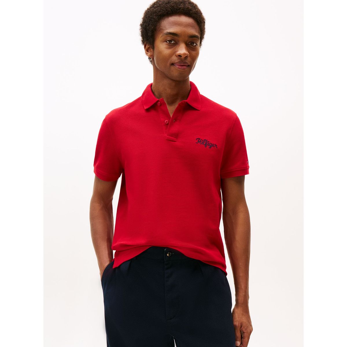 TOMMY HILFIGER - Polo rojo de corte regular con logo gráfico Tommy Hilfiger