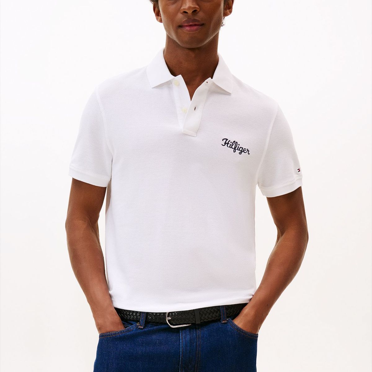 TOMMY HILFIGER - Polo blanco de corte regular con logo gráfico Tommy Hilfiger