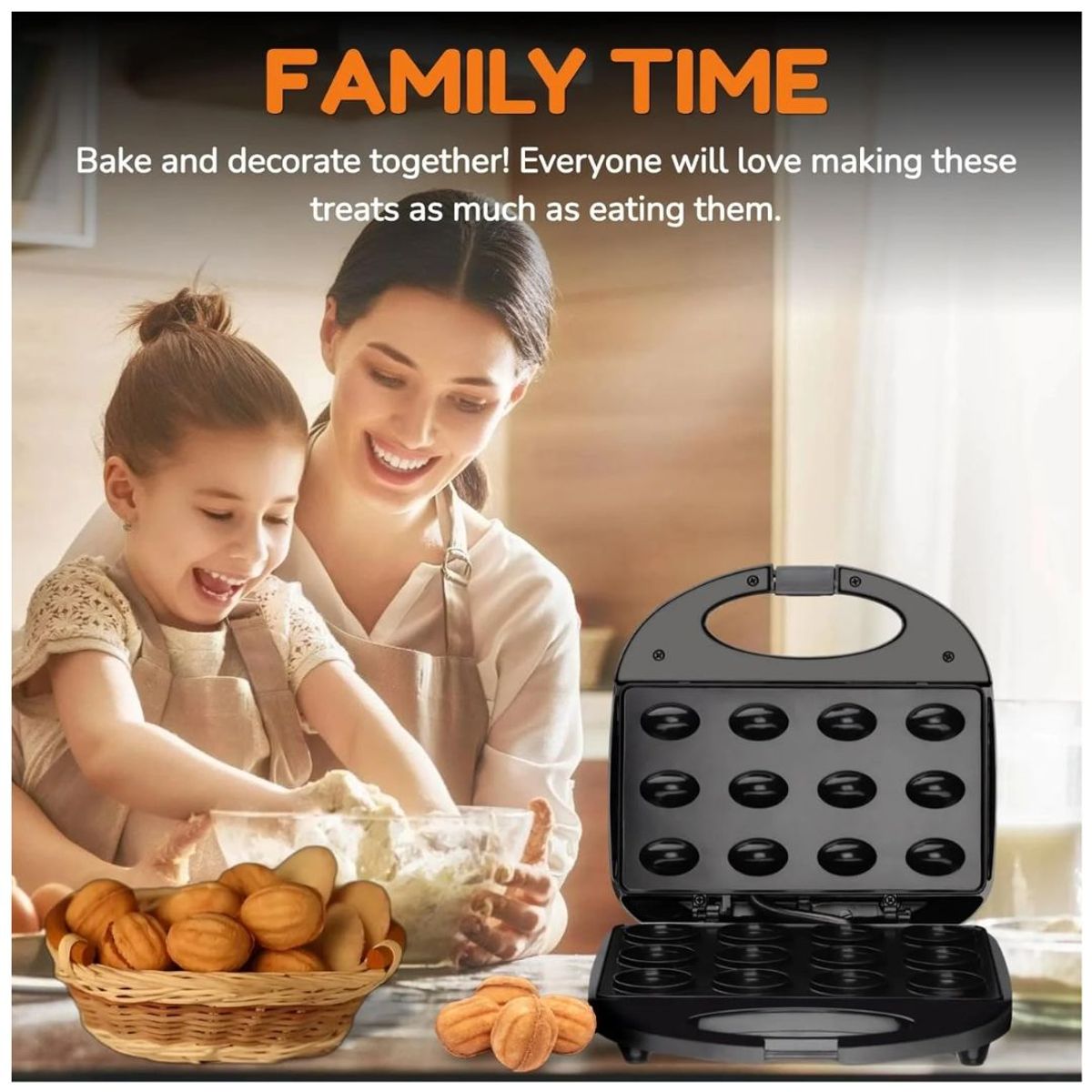 GENERICO - Máquina para Hacer Galletas de Nuez x 12 750W Antiadherente