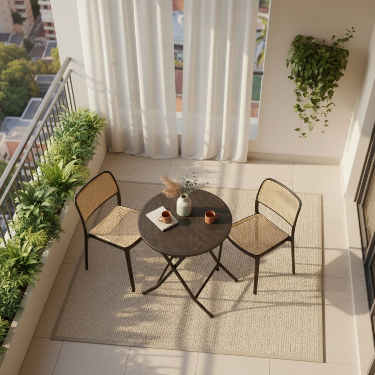 ENTRE NOS HOME - Set Bistro Jardín Fiore Plegable 2 Puestos Mesa Redonda 60 cm Balcón Exterior - Entre Nos Home