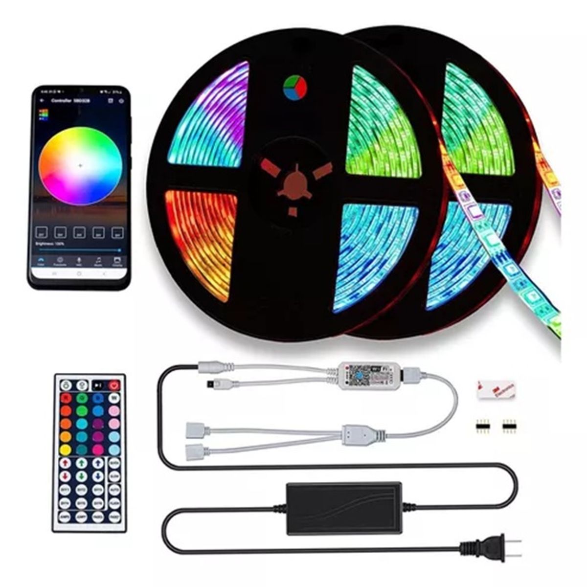 GENERICO - Cinta Led Tira Luces 30m Rgb Multicolor Control Y Bluetooth