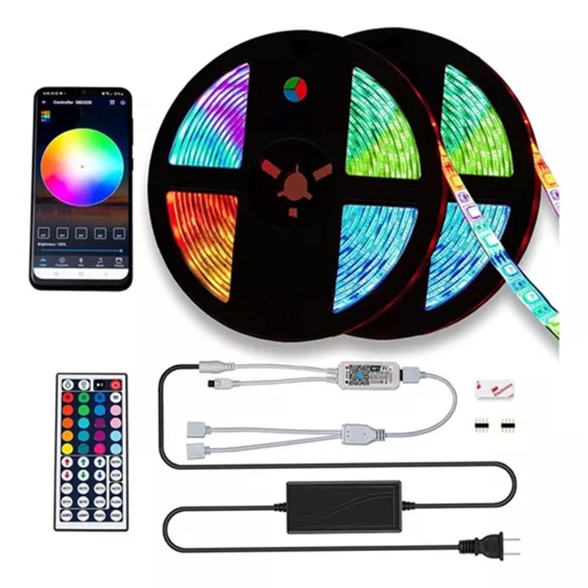 GENERICO - Cinta Led Tira Luces 30m Rgb Multicolor Control Y Bluetooth