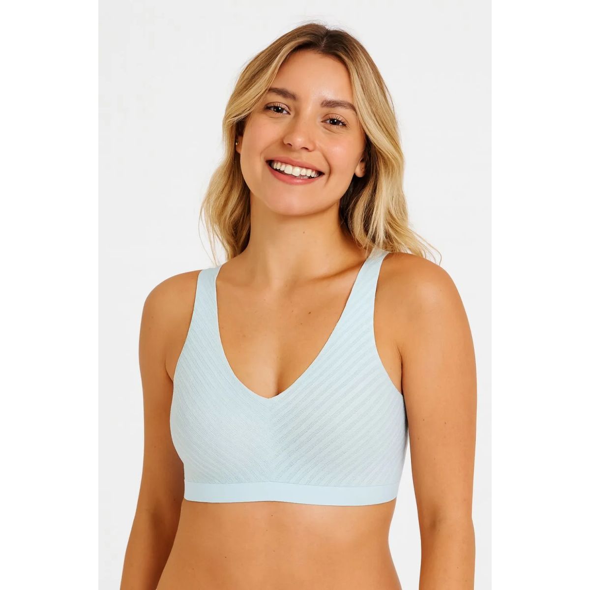 LILI PINK - Top individual con copa corte láser en microfibra con textura