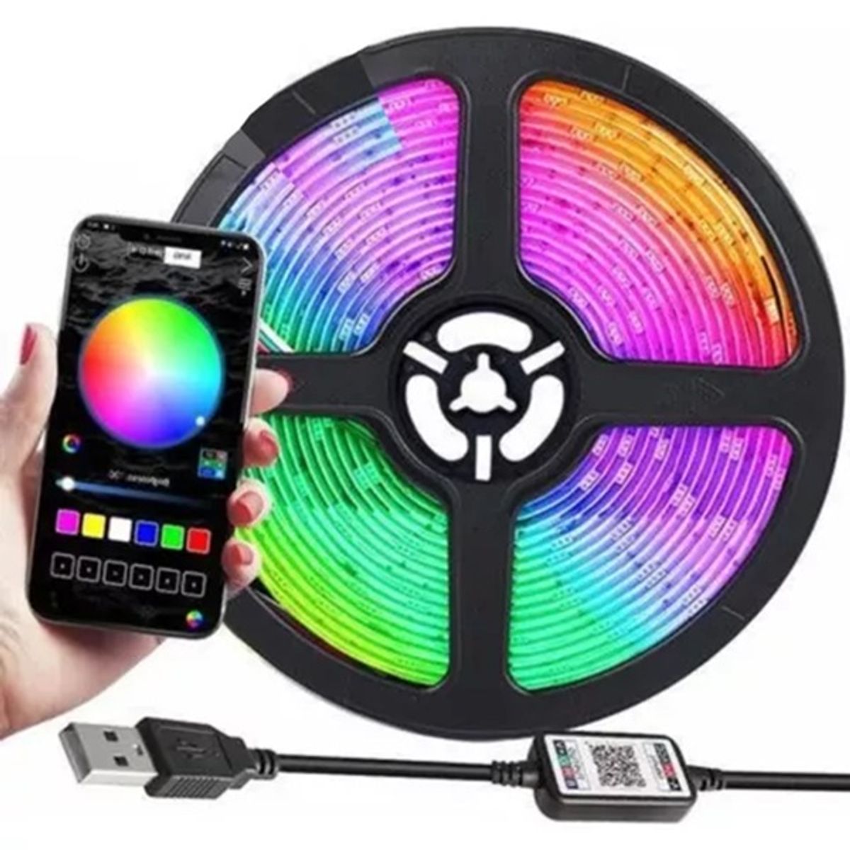 GENERICO - Tira De Luces Led Usb Bluetooth 5m Cinta Rgb + Control