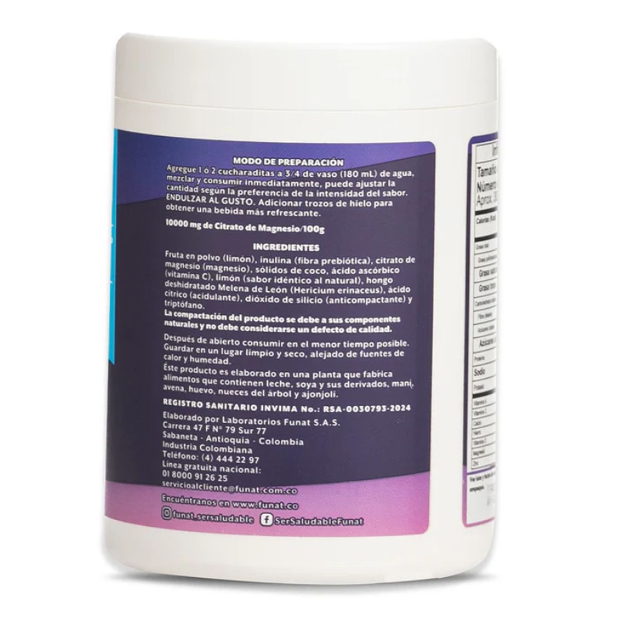 FUNAT - ALIMENTO EN POLVO PARA PREPARAR BEBIDA CON SABOR A LIMON X 240GFUNAT