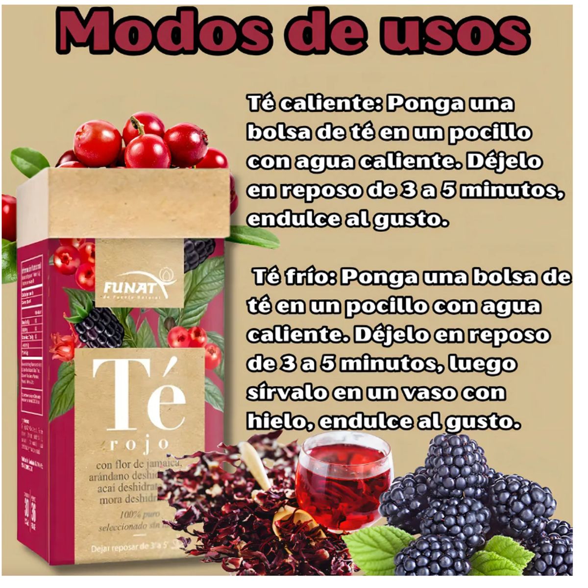 FUNAT - ALIMENTO CON TE ROJO X 30 TISANAS/ FUNAT