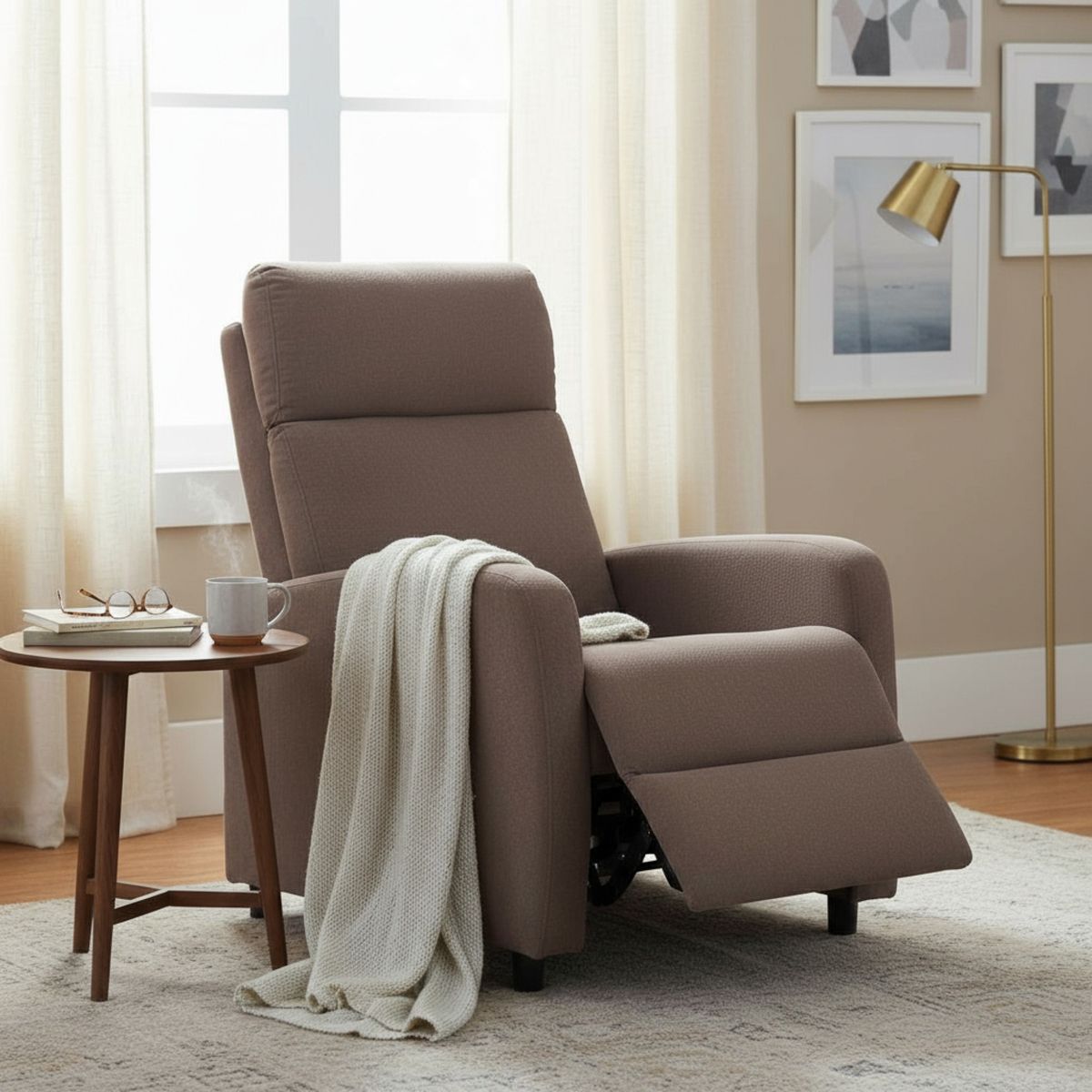 MUEBLES FIOTTI - Silla Reclinable 1 Puesto café Junko