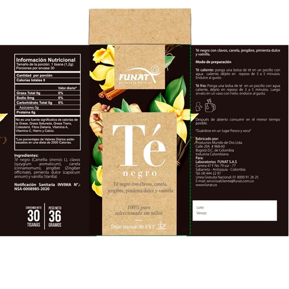 FUNAT - ALIMENTO CON TE NEGRO X 30 TISANAS/ FUNAT