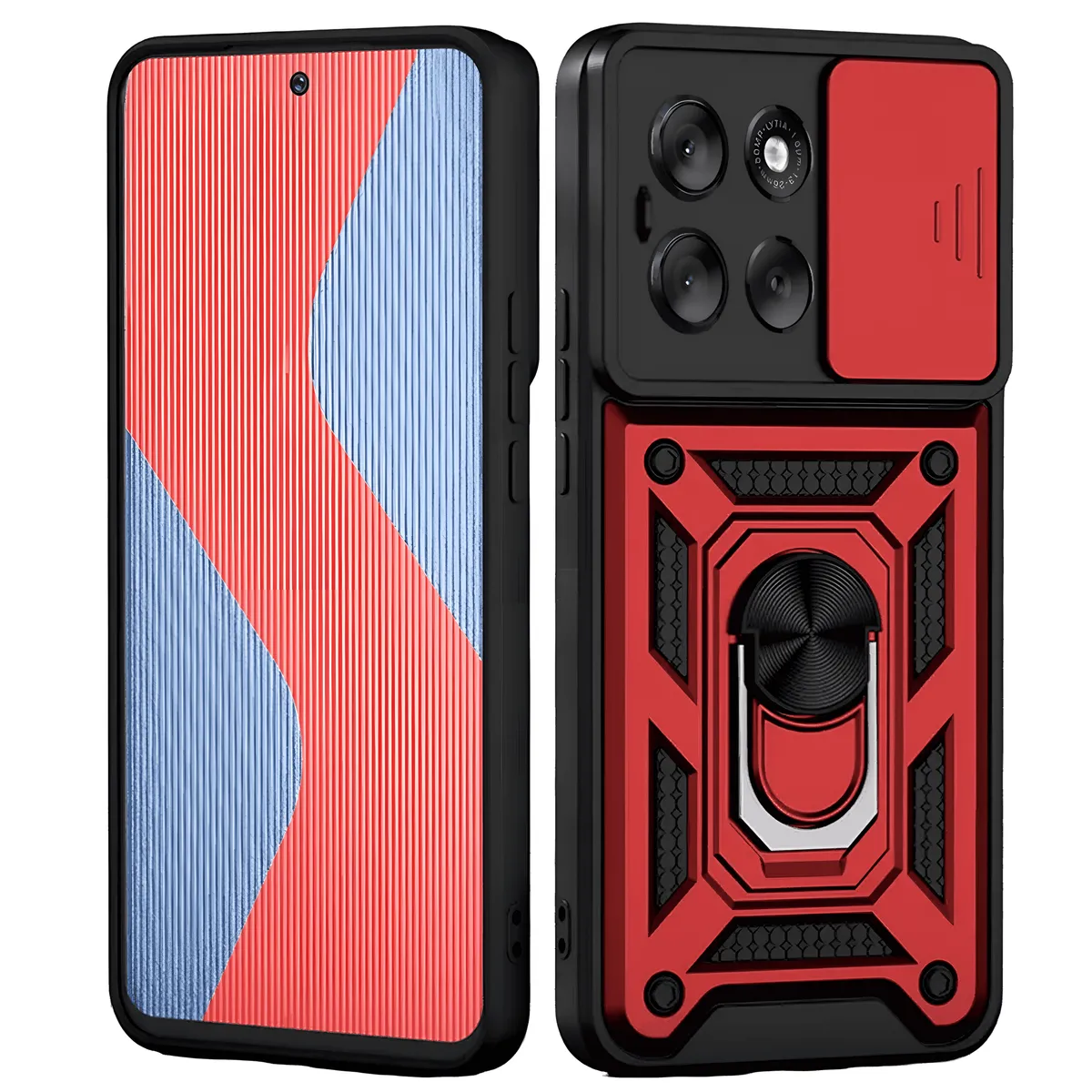 GENERICO - Funda Case Protector Cámara Slider Compatible Motorola G86 Power Rojo