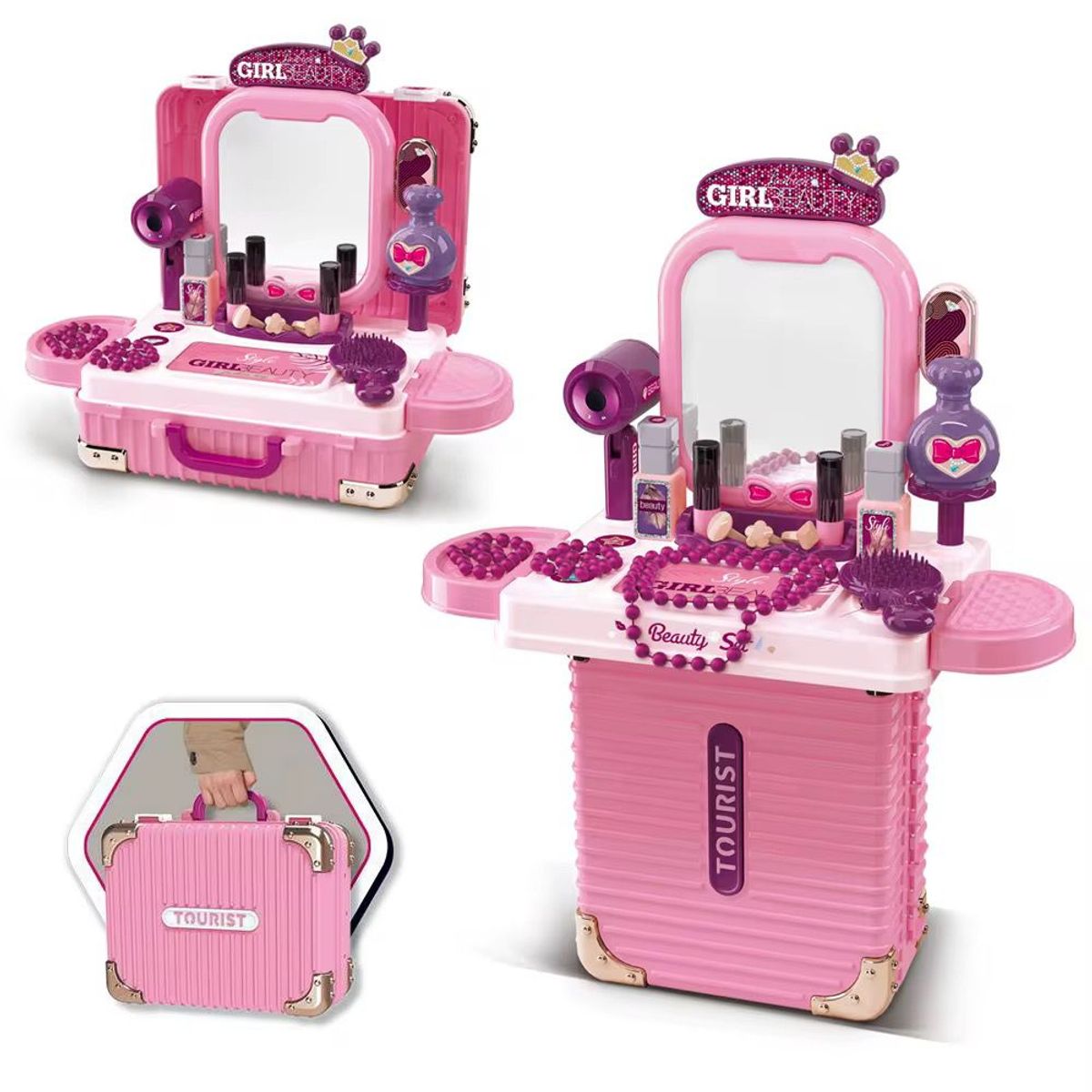GENERICO - Maleta Tocador Didáctico para Niñas Girl Beauty 3 en 1