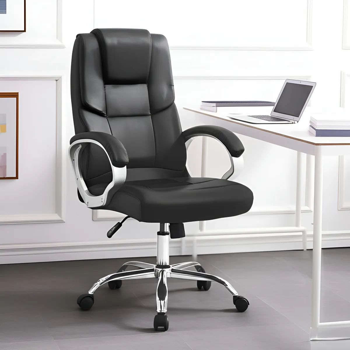 GENERICO - Silla De Oficina Ergonómica Giratoria Reclinable Color Negro