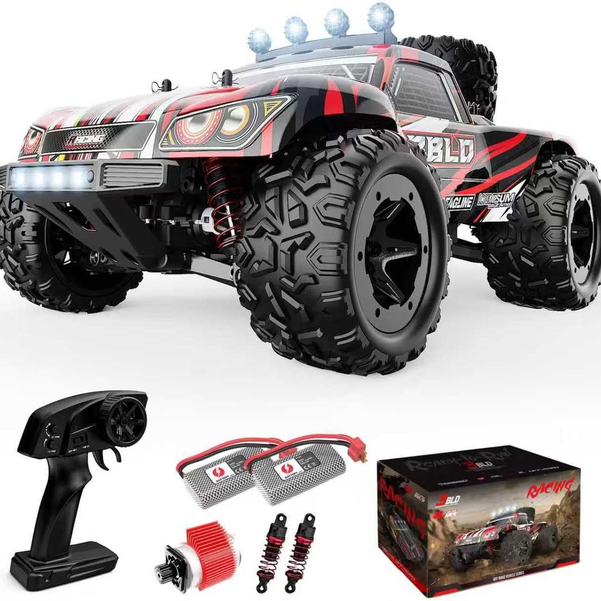 GENERICO - Carro control remoto 118 Modelo 4x4 alta velocidad Rojo