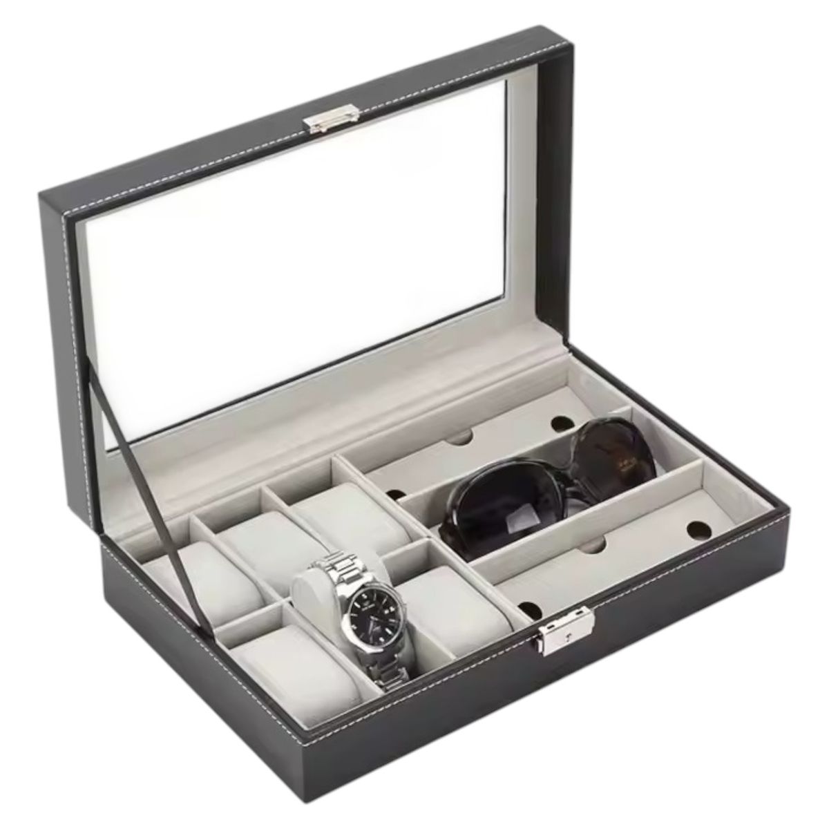 GENERICO - Estuche Caja Organizadora Relojes Y Gafas Lujo Exhibición