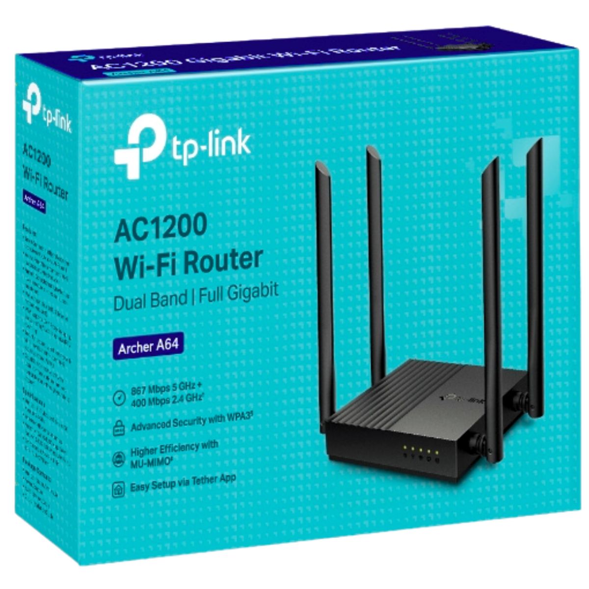 TP LINK - Router Wifi Archer A64 AC1200 4 Antenas