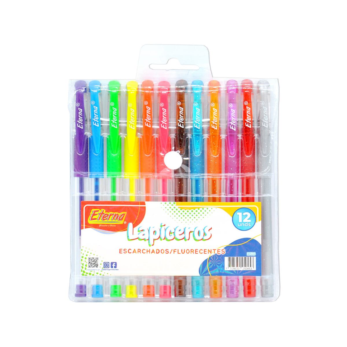 ETERNA - Lapiceros Escarchados fluorescentes x 12 pc Eterna
