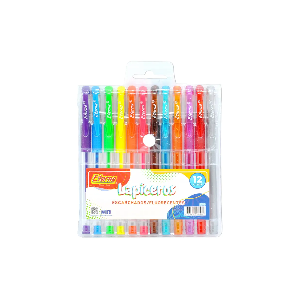 ETERNA - Lapiceros Escarchados fluorescentes x 12 pc Eterna