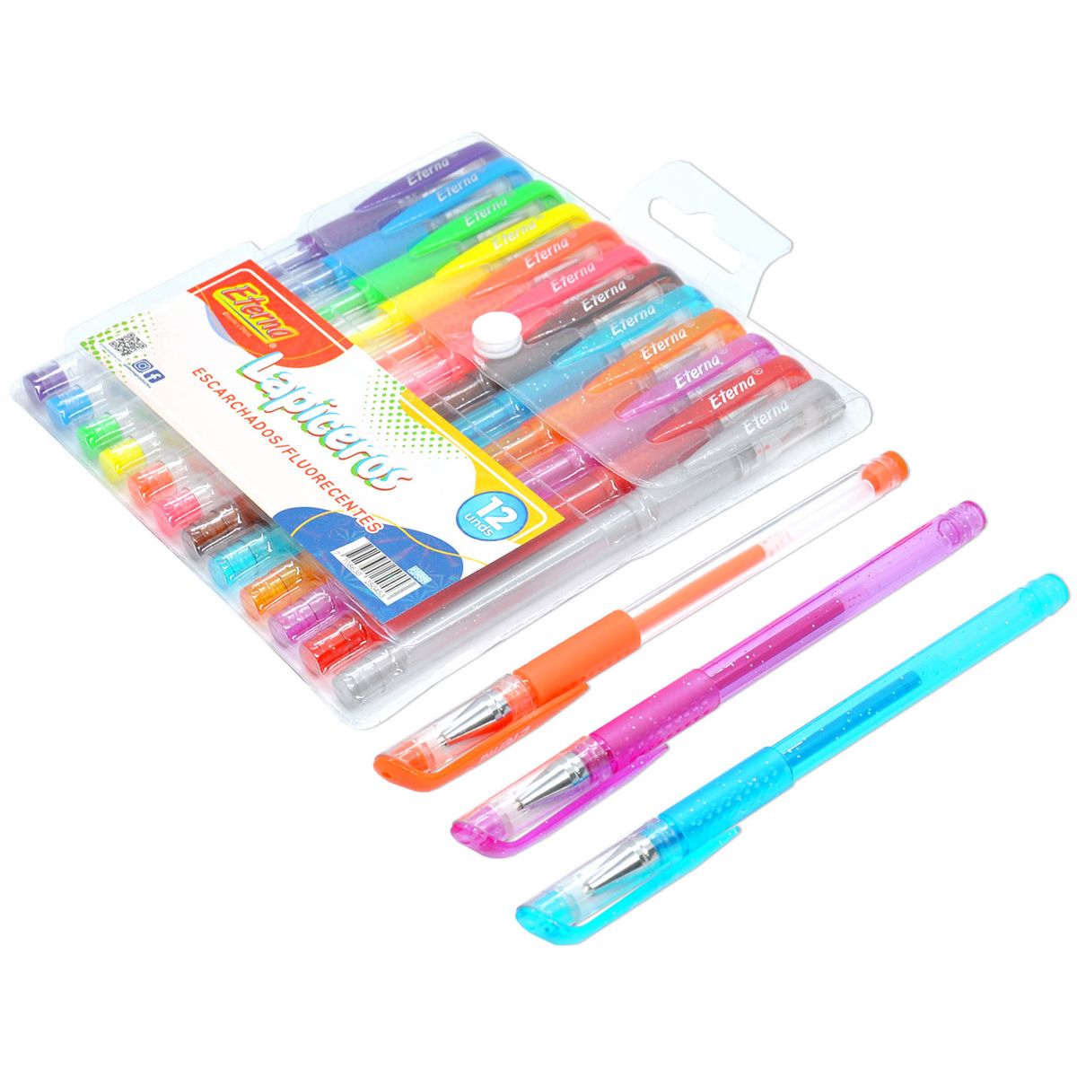 ETERNA - Lapiceros Escarchados fluorescentes x 12 pc Eterna