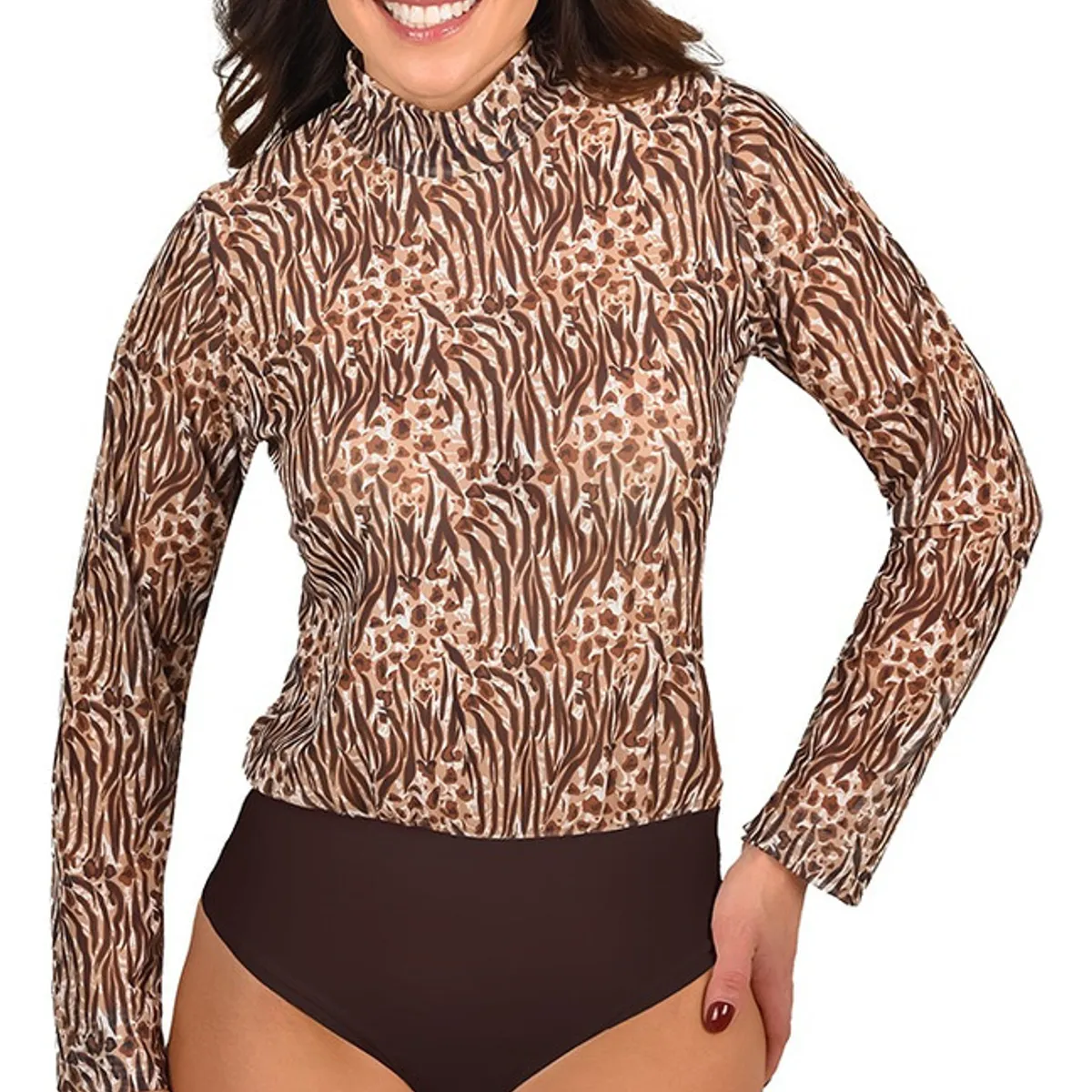 RITCHI - Body Manga Larga Estampado para Mujer Ritchi Estiliza y Moldea con Ajuste Cómodo