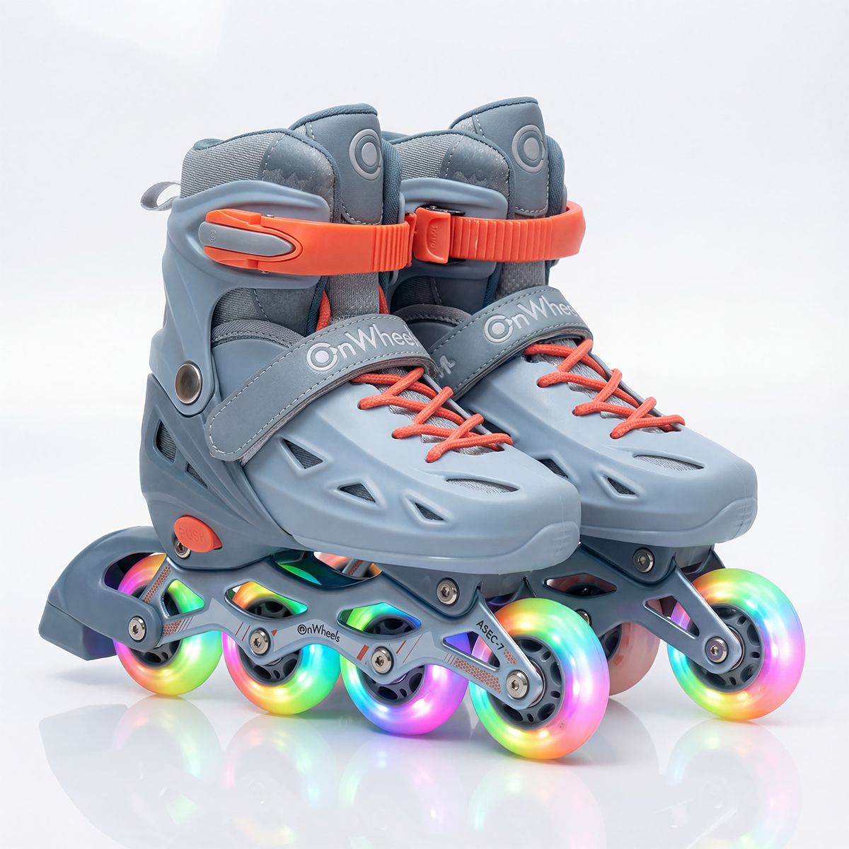 ONWHEELS - Combo infantil Patines Ajustables Adventure con llantas de luz Gris talla L 39-41