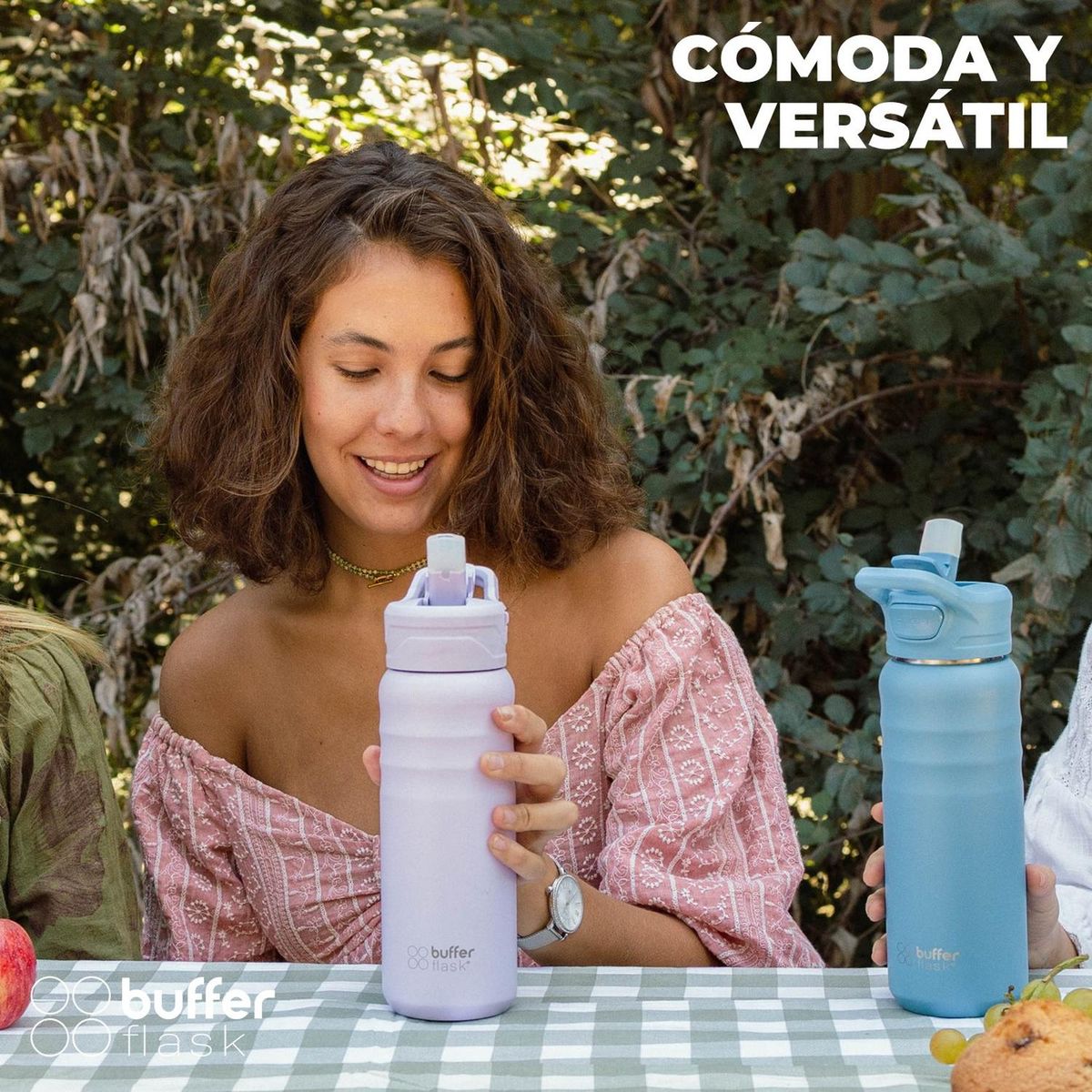 BUFFER FLASK - Termo Botella Termica 700ml Buffer Tapa Pitillo Acero Inox - Lila