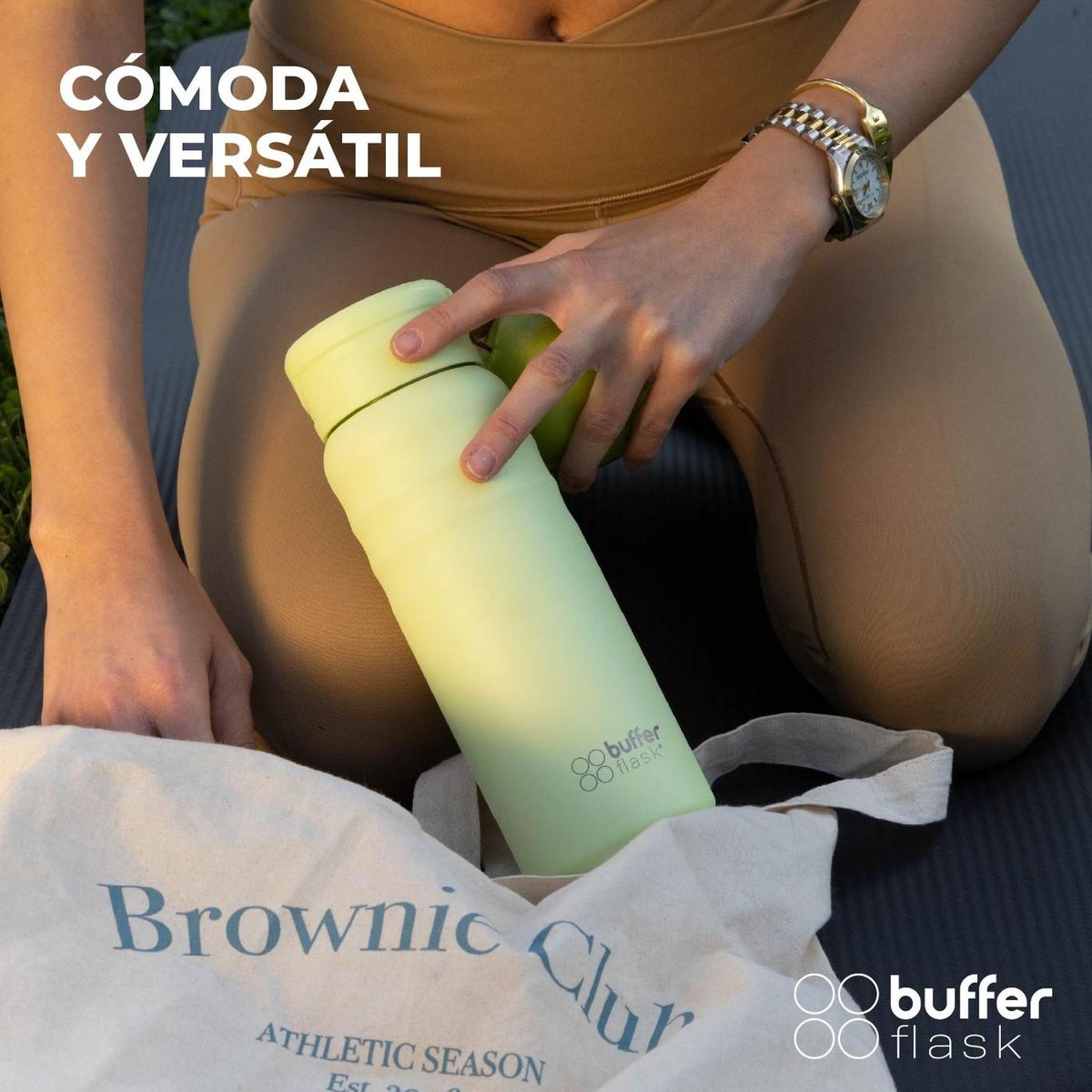 BUFFER FLASK - Termo Botella Termica 700ml Buffer Tapa Pitillo Acero Inox - Verde claro