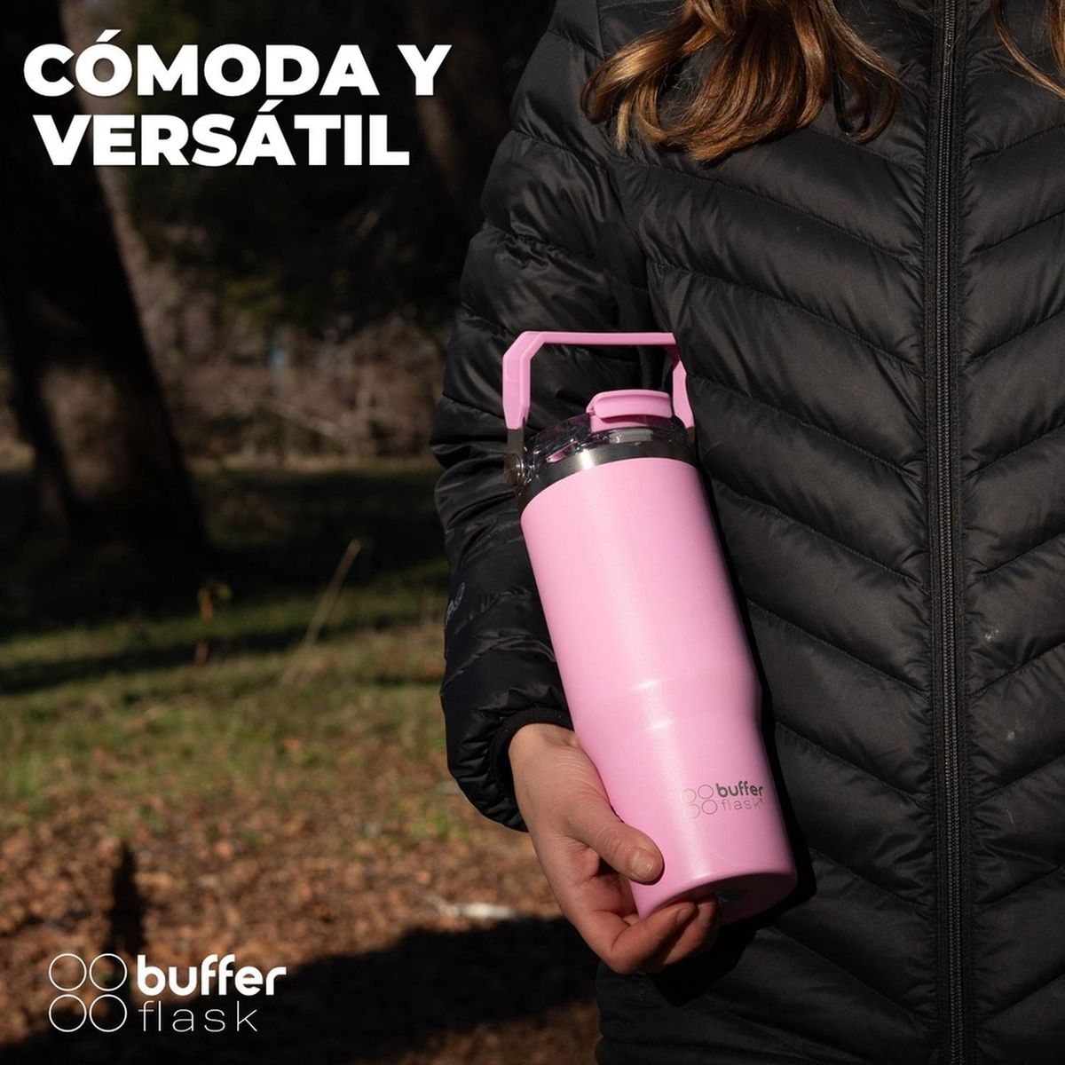 BUFFER FLASK - Termo Botella Termica Con Mango Buffer Acero Inoxidable - Rosa