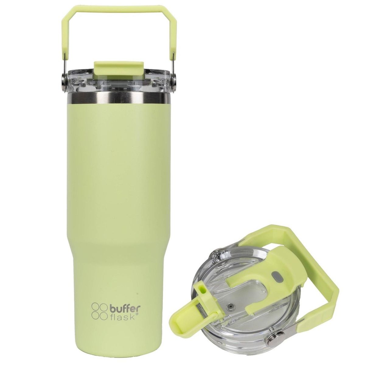 BUFFER FLASK - Termo Botella Termica Con Mango Buffer Acero Inoxidable - Verde claro
