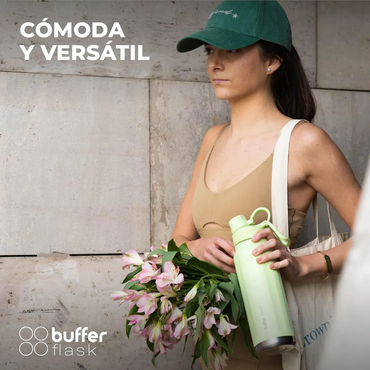 BUFFER FLASK - Termo Botella Agua Acero Inox Buffer+Tapas - Verde