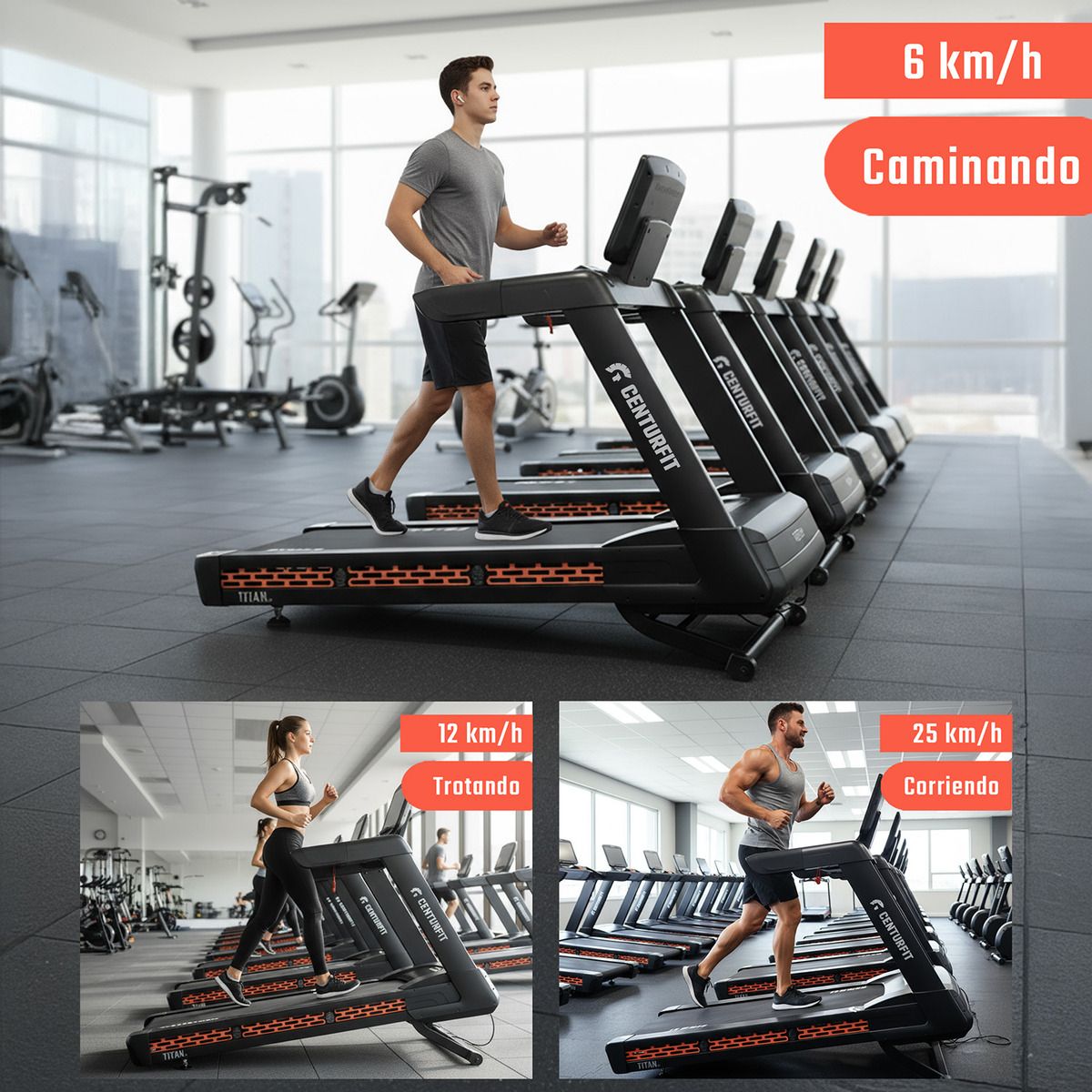 CENTURFIT - Caminadora Trotadora Electrica Profesional 25kmh Gimnasio