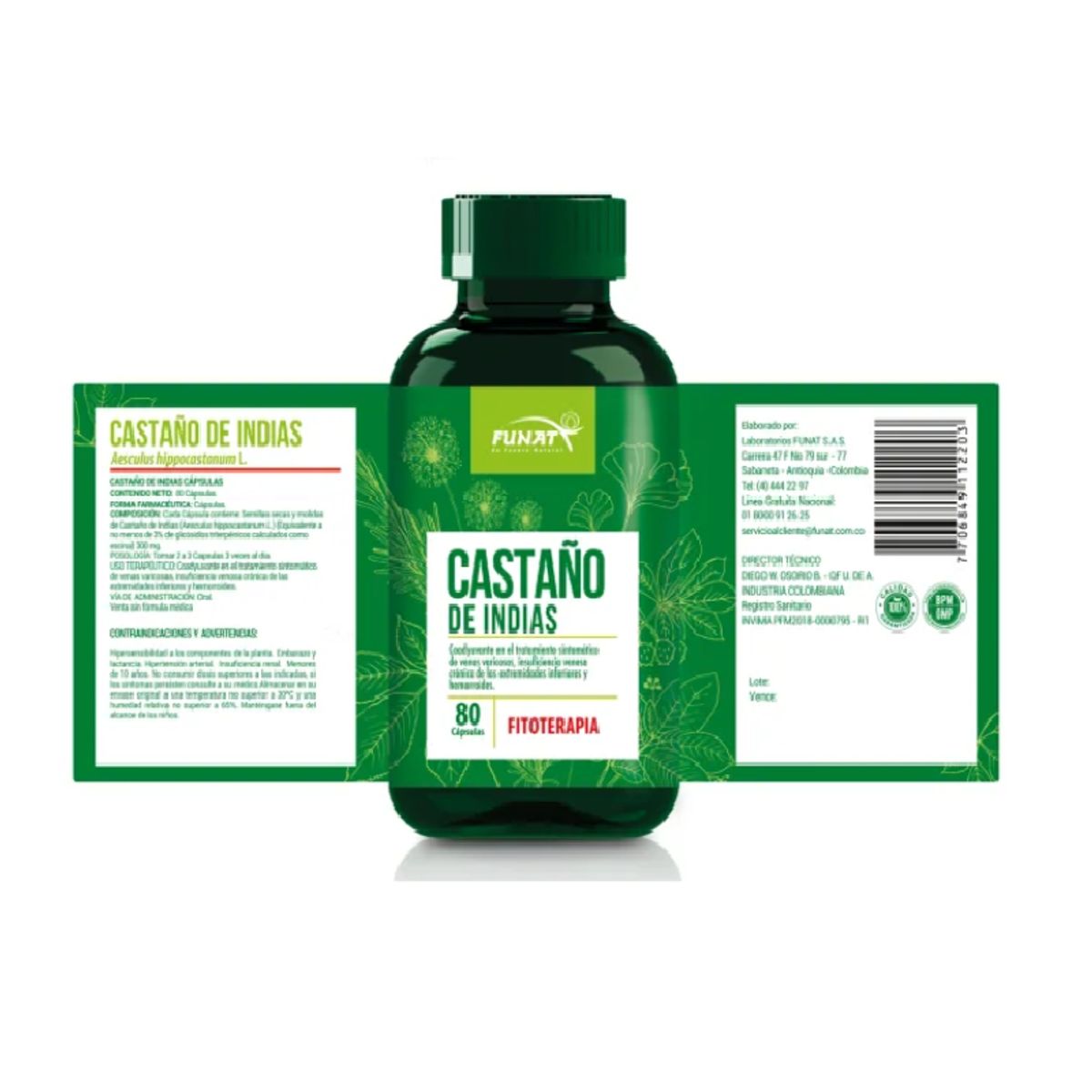 FUNAT - SUPLEMENTO CON FLAVONOIDES X 80 CAPSULAS/ CASTAÑO DE INDIAS.