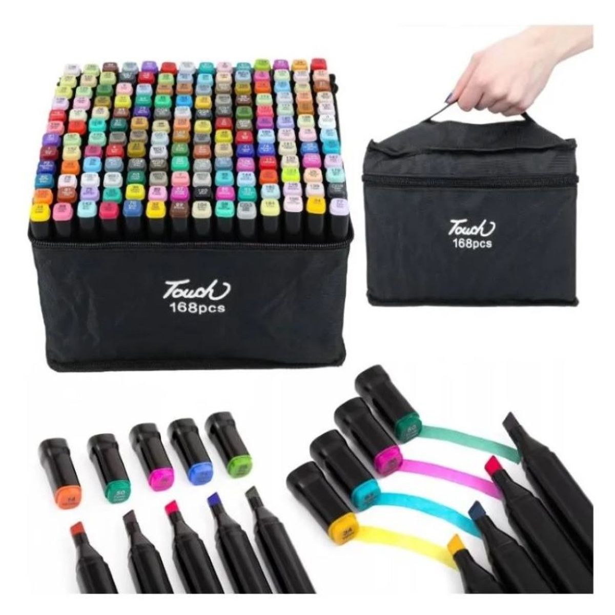 ZHOPI CO - Marcadores Doble Punta X 168 Plumones Punta Pincel.