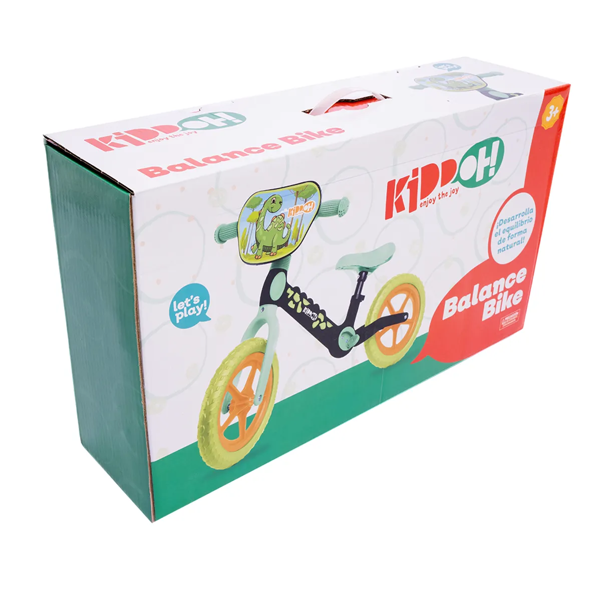 ZOOM SPORT - Bicicleta Sin Pedales Dino Verde - Balance Bike