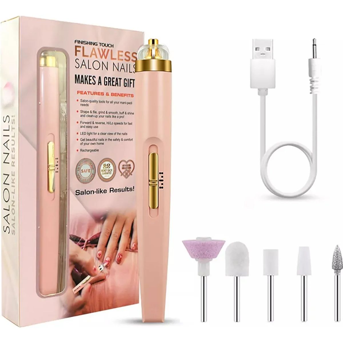 GENERICO - Lima Eléctrica 5en1 Pulidor Recargable Uña Manicure Pedicure