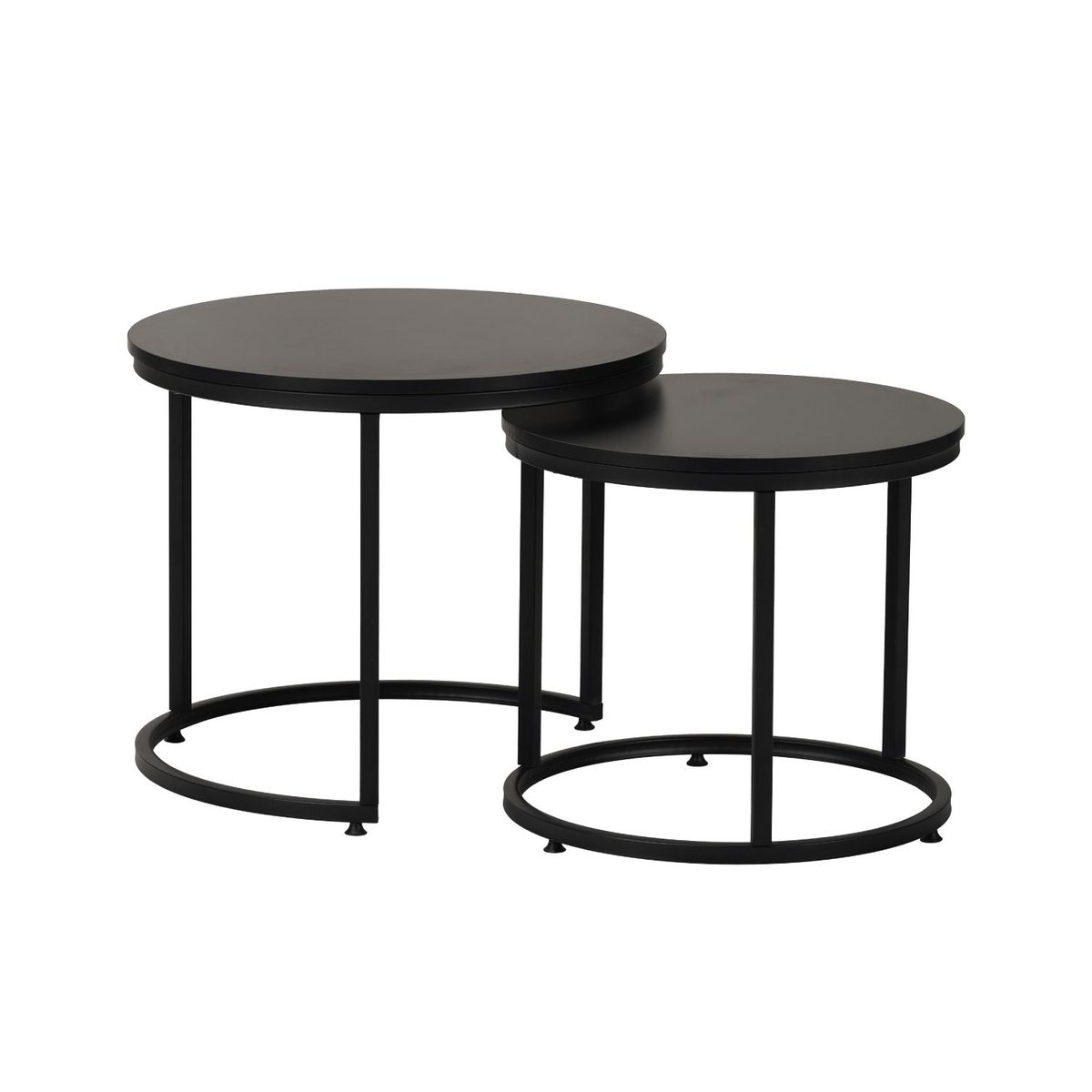 RELAN - Set de Mesas de Centro Core Relan de Metal y Madera Negras