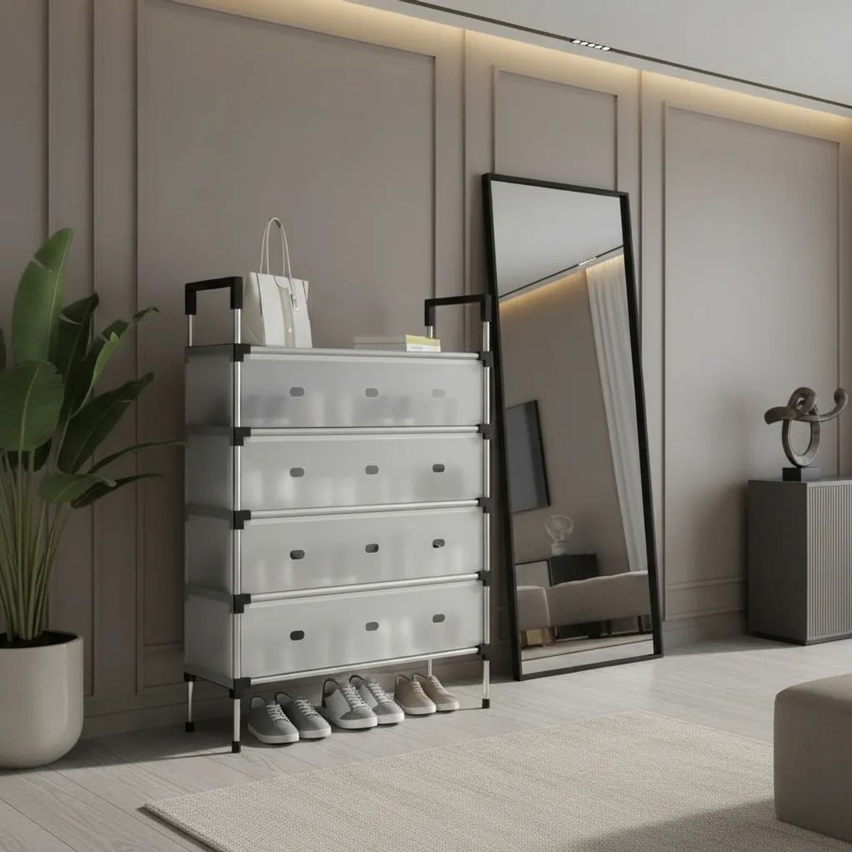 GENERICO - Zapatero Metálico de 6 Niveles con Tapa – Organizador de Calzado Compacto y Duradero