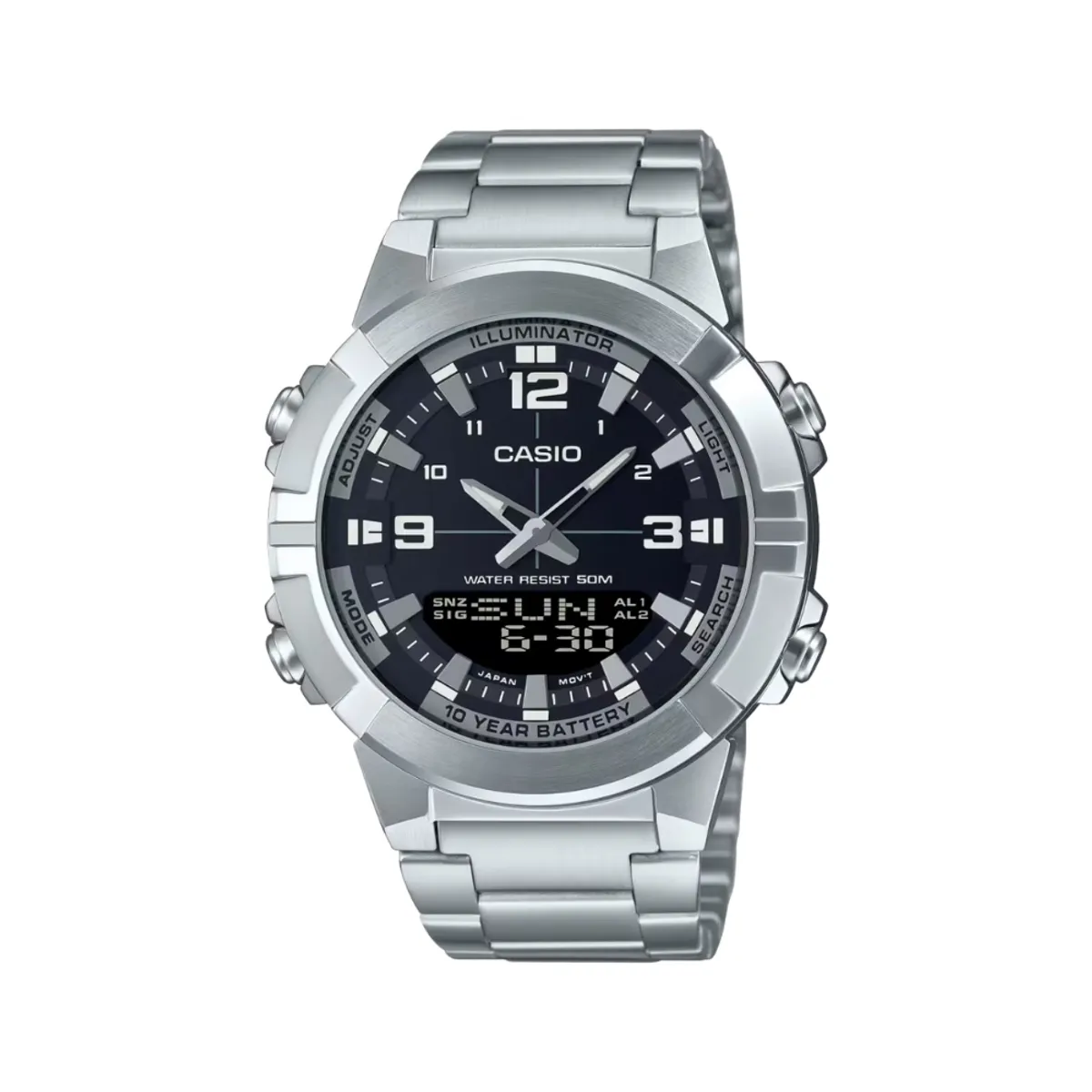 CASIO - Reloj Casio Para Hombre Moderno Deportivo AMW-870D-1A Negro Doble Hora