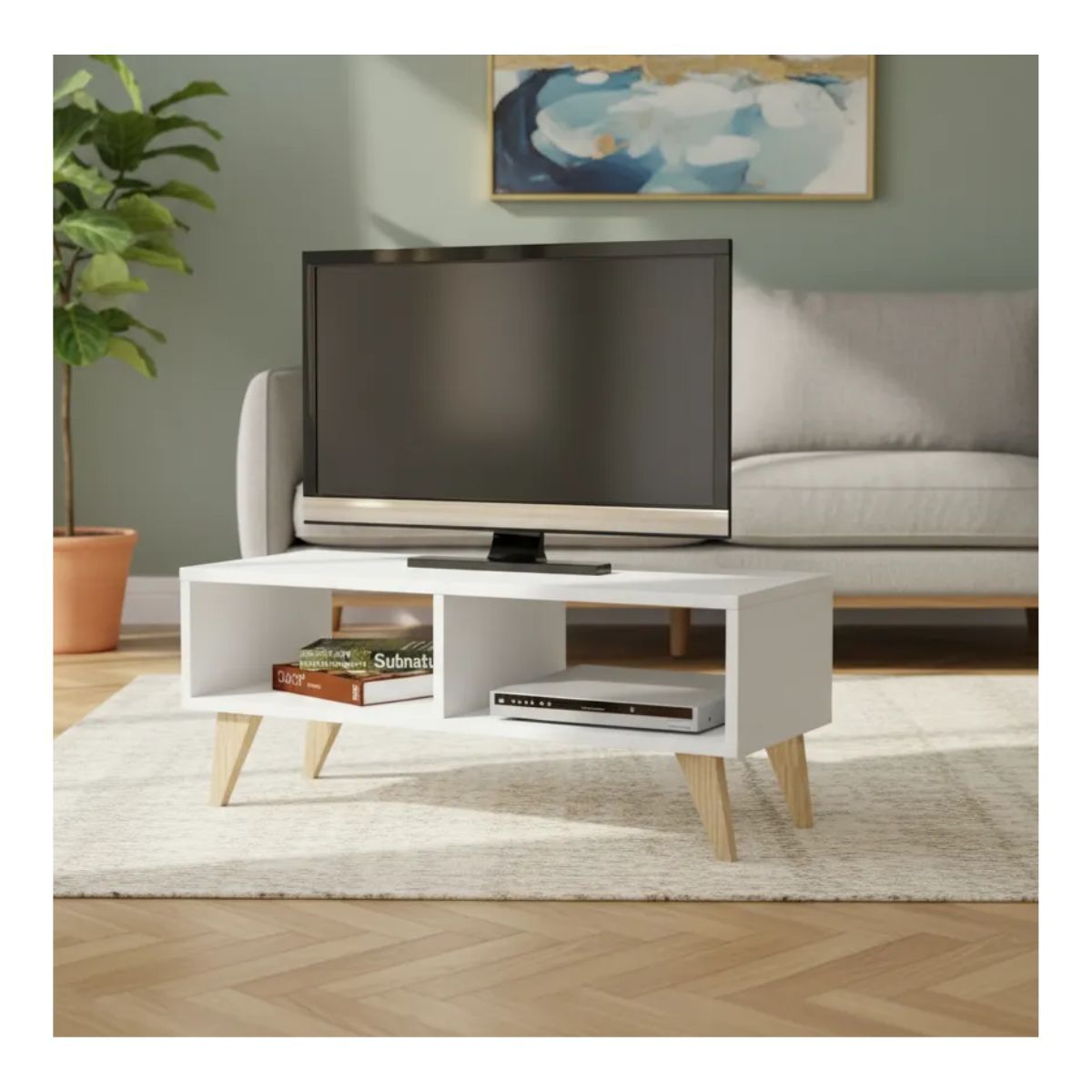 GENERICO - Mesa Tv  Centro De Entretenimiento Mueble Televisión 110cm Blanco