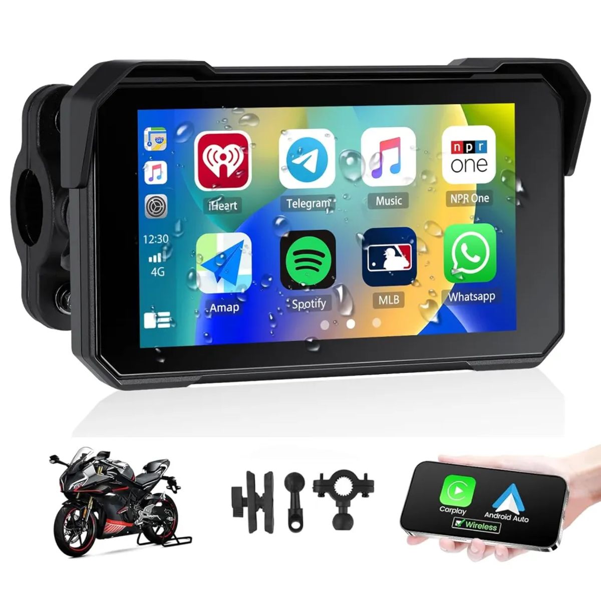 COLME TECHNOLOGY HOME - Pantalla Para Motos Gps 5inch Ips Auto Carplay Buetooth Ip68
