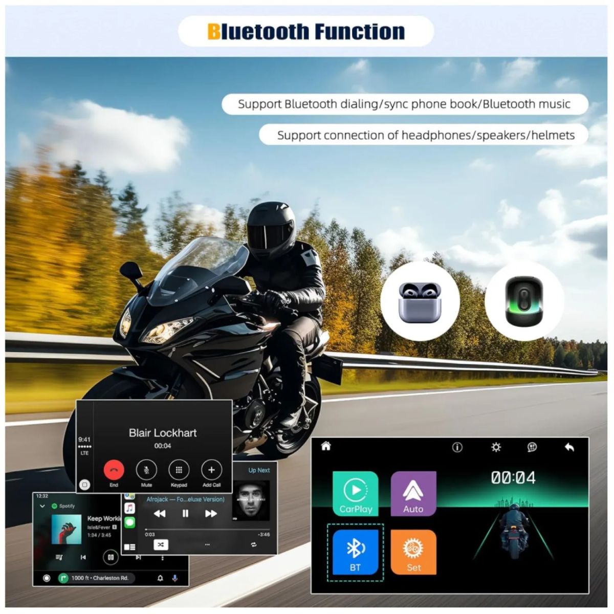 COLME TECHNOLOGY HOME - Pantalla Para Motos Gps 5inch Ips Auto Carplay Buetooth Ip68