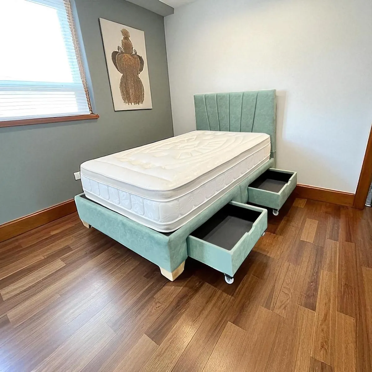 PLUMA HOME - CAMA CAJONES + CABECERO + COLCHON - DOBLE