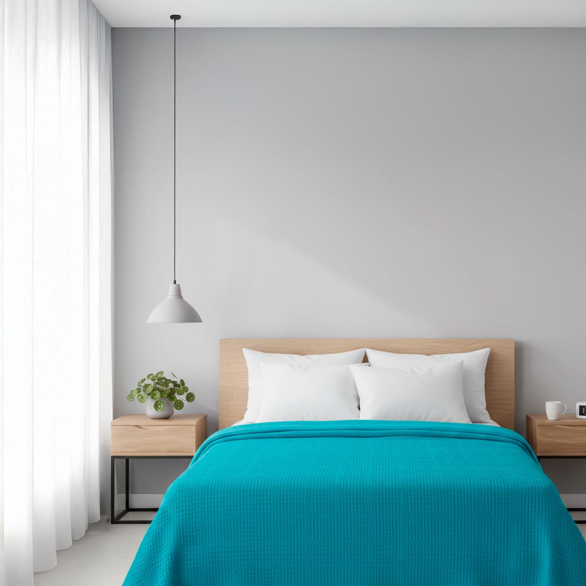 FATELARES - Colcha Sobrecama Piqué Sencilla 145x230 cm Azul