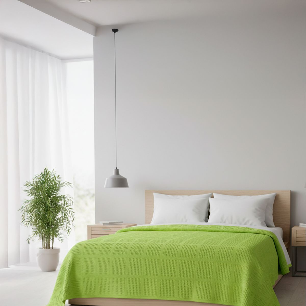 FATELARES - Colcha Sobrecama Piqué Doble 220x230 cm Verde