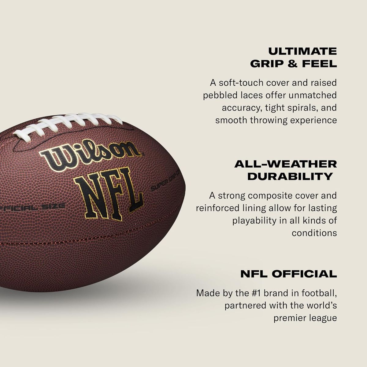 WILSON - Balón de fútbol americano Wilson Super Grip Compuesto NFL