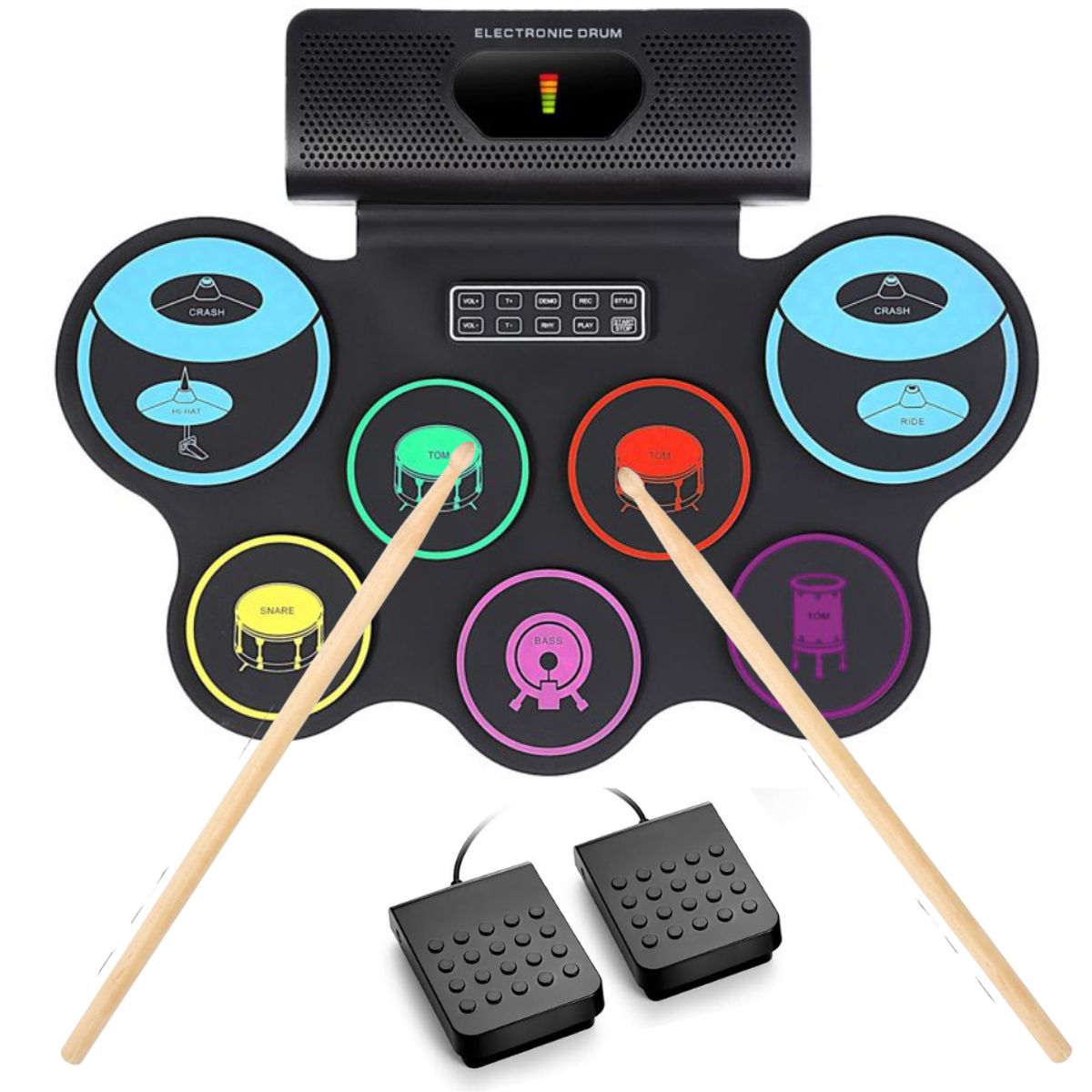 COLME TECHNOLOGY HOME - Batería Electrónica Juegos Tambores Bluetooth 7 Almohadillas