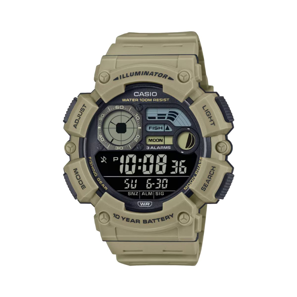 CASIO - Reloj Casio Para Hombre Deportivo WS-1500H-5B Beige Militar