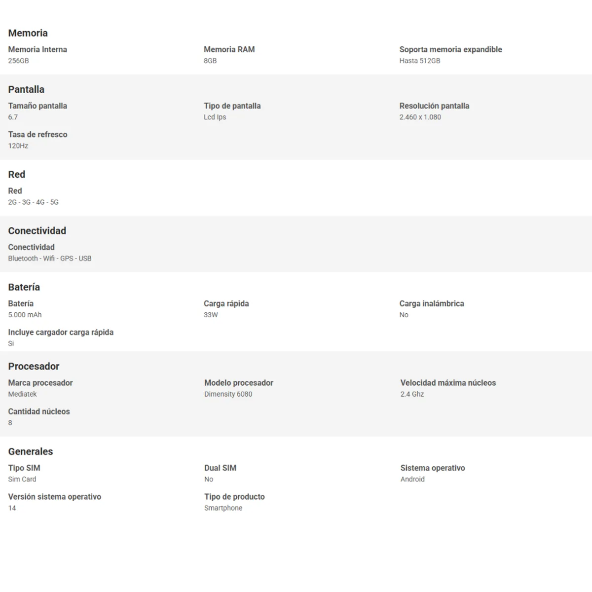 TECNO MOBILE - Celular Tecno Mobile Pova 6 5G 256Gb 8Ram Blanco