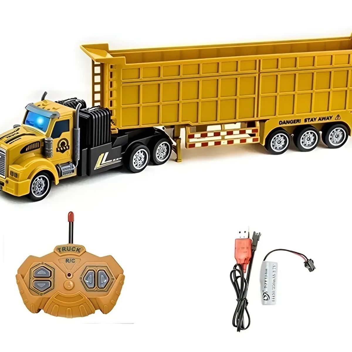 GENERICO - Tractomula Trailer escala 132 Control Remoto Pila Recargable Amarillo