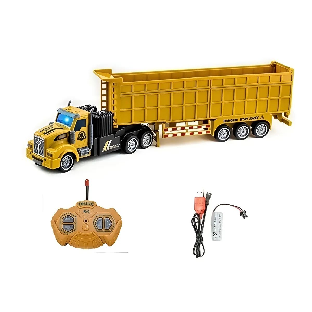 GENERICO - Tractomula Trailer escala 132 Control Remoto Pila Recargable Amarillo